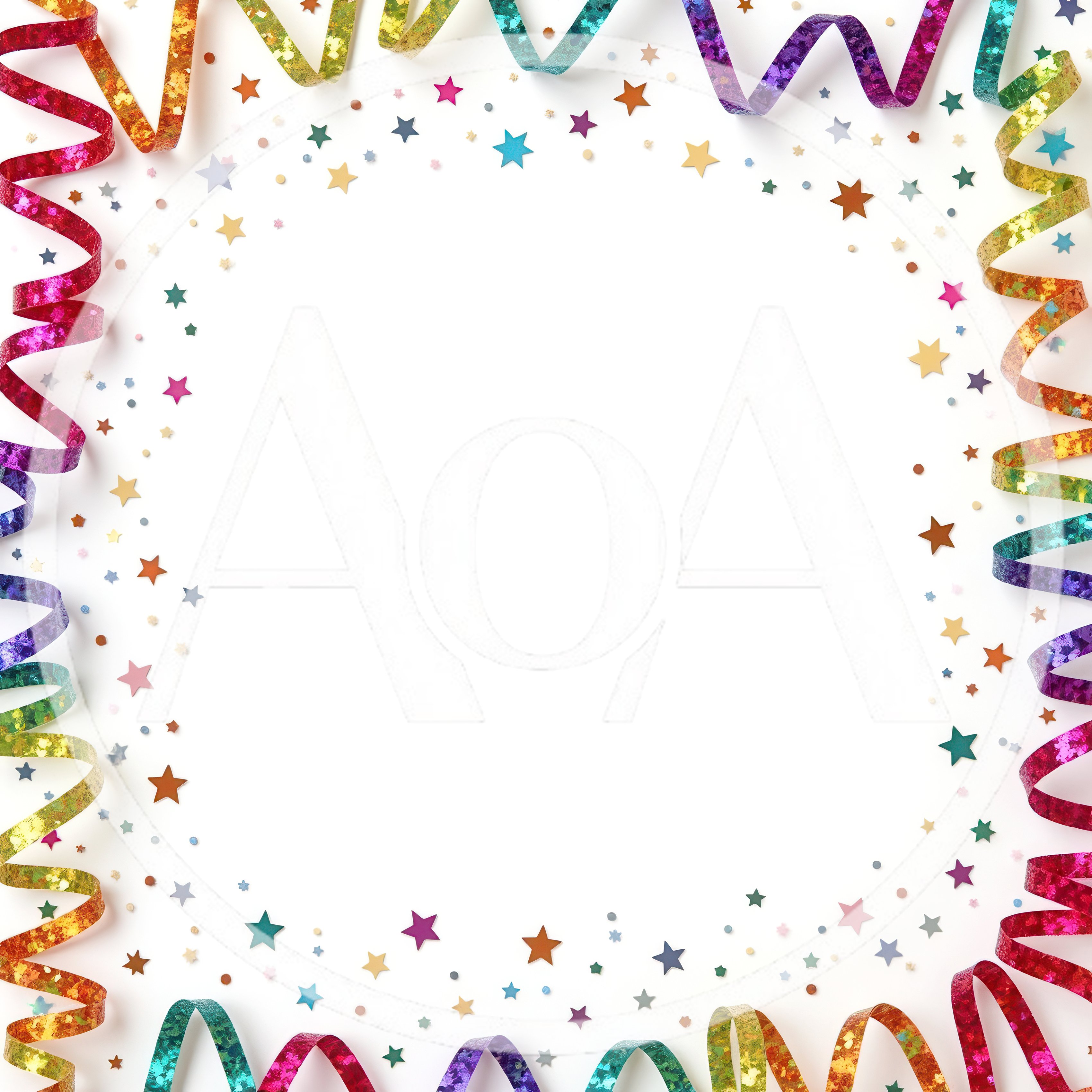 Colorful Party Streamers and Confetti Frame