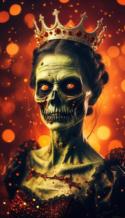 Undead Zombie Queen Portrait With Glowing Eyes