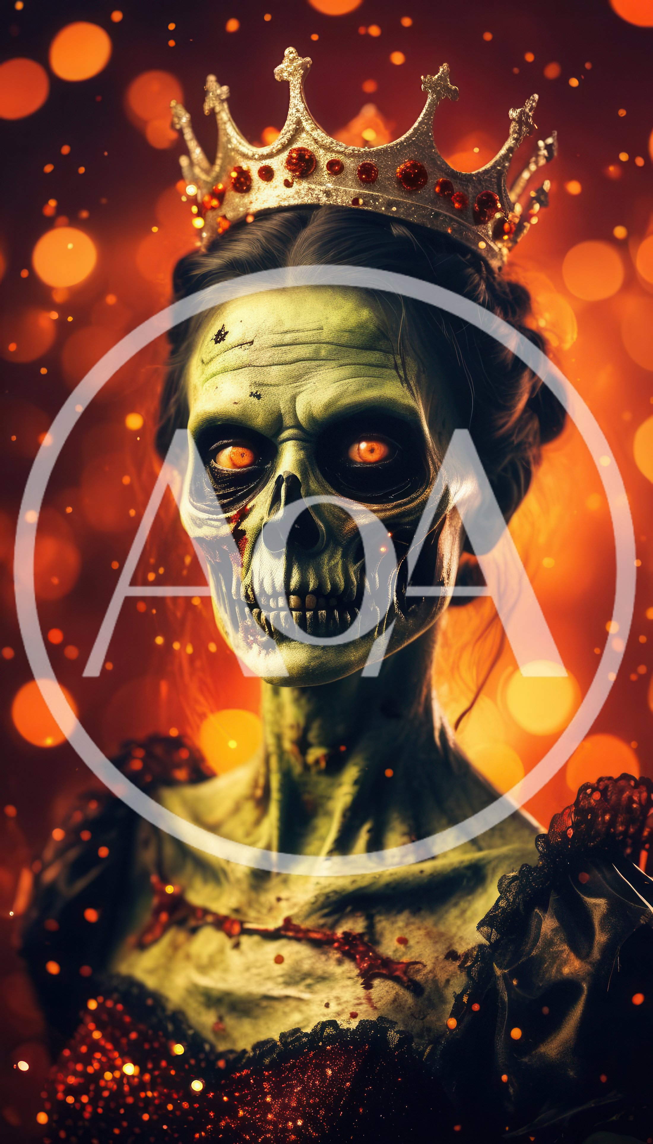 Undead Zombie Queen Portrait With Glowing Eyes