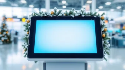 Digital Information Kiosk Decorated For Christmas Holidays