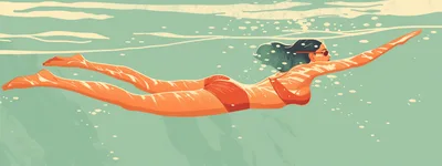 Woman Swimming Underwater In A Bikini