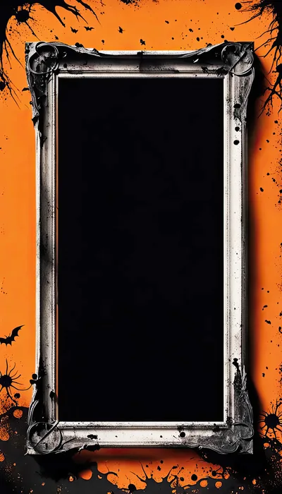 Ornate Halloween Picture Frame With Spooky Orange Background