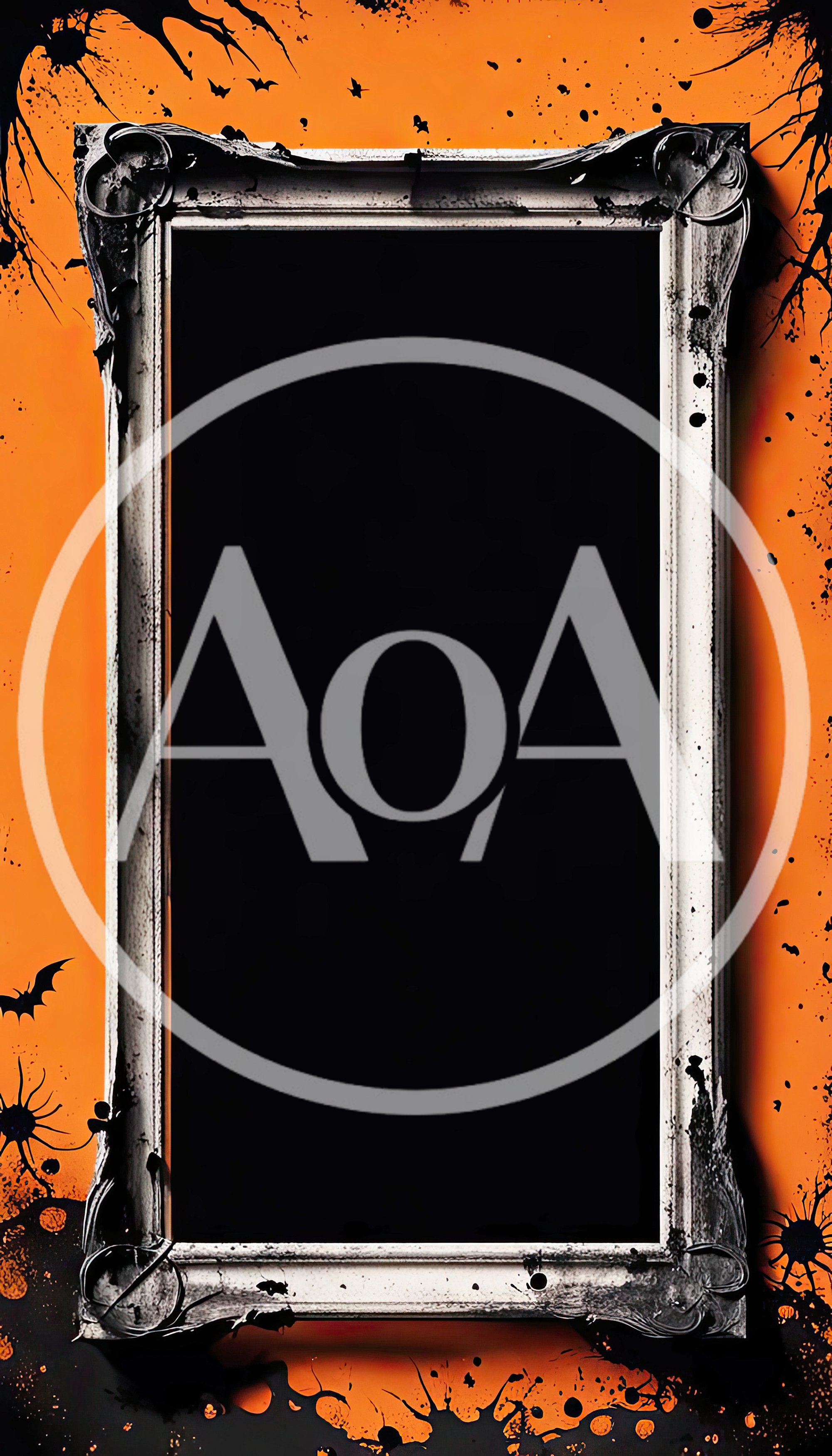Ornate Halloween Picture Frame With Spooky Orange Background