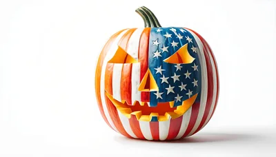American Flag Painted Jack O Lantern Pumpkin
