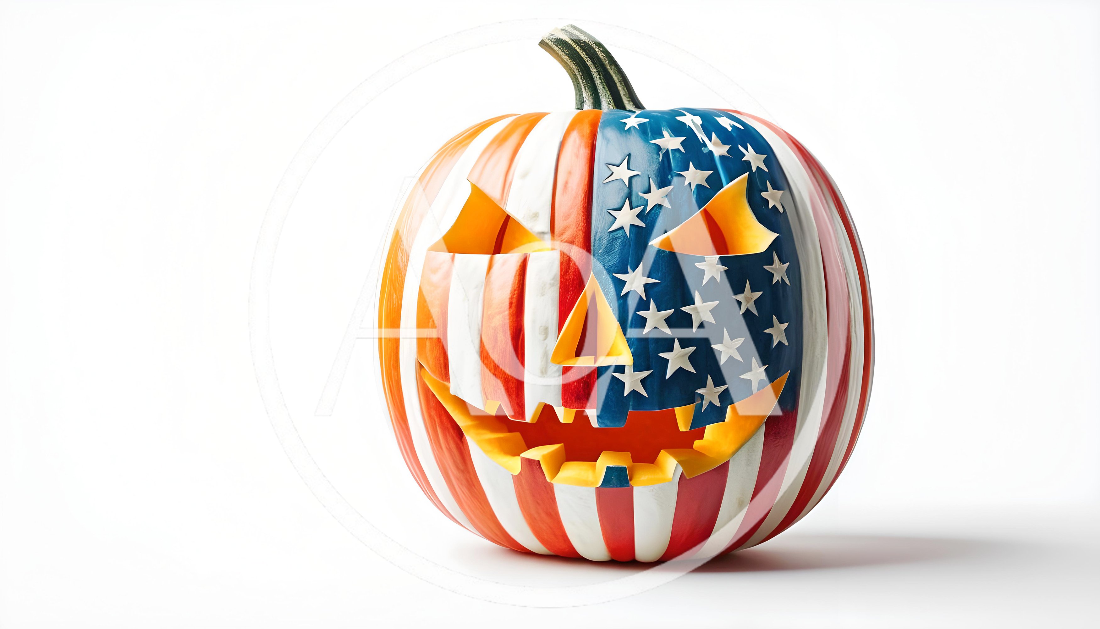 American Flag Painted Jack O Lantern Pumpkin