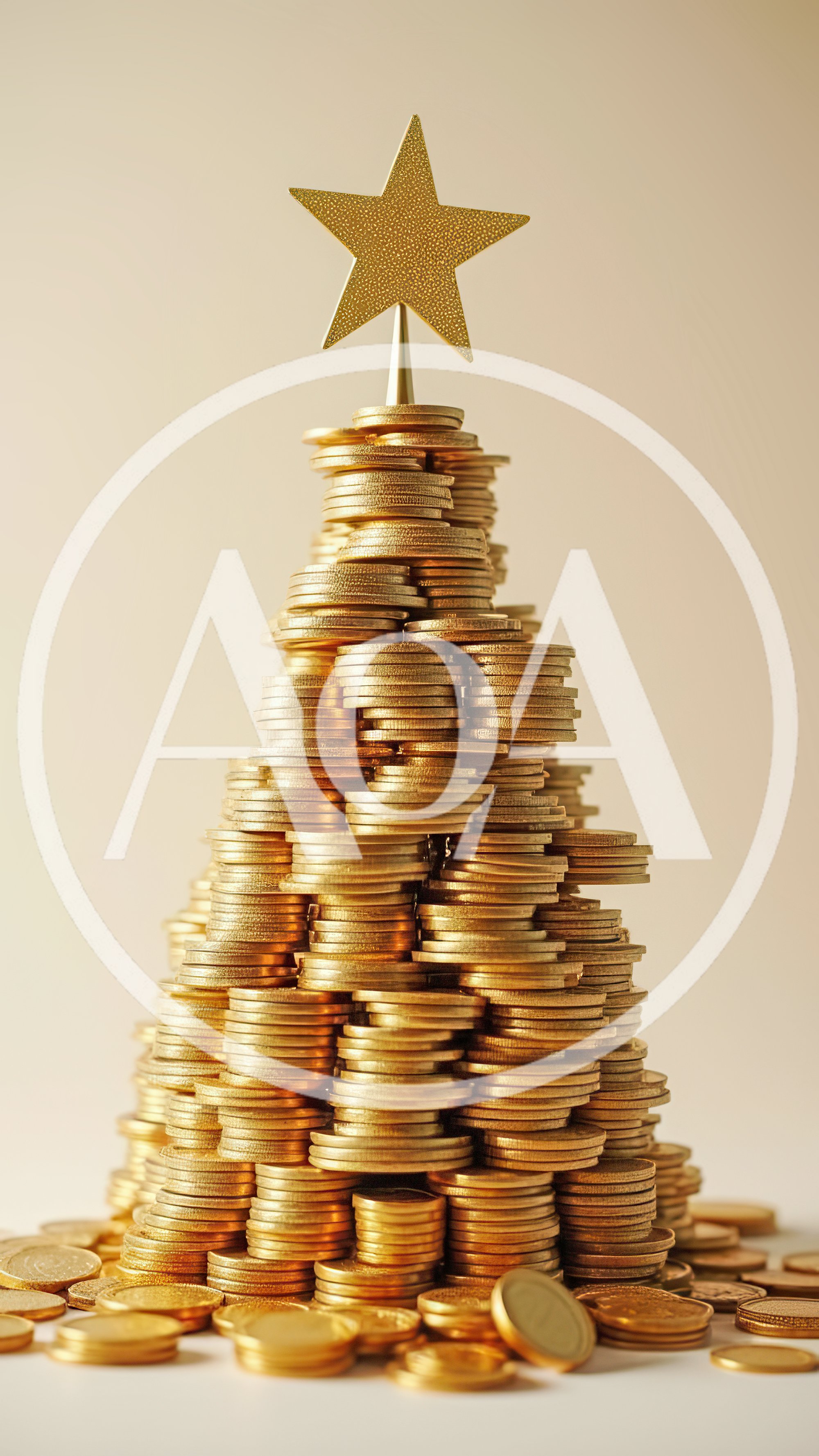 Christmas Tree Made Of Stacked Gold Coins