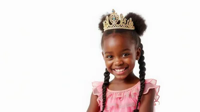 Smiling Young Girl Wearing A Princess Crown