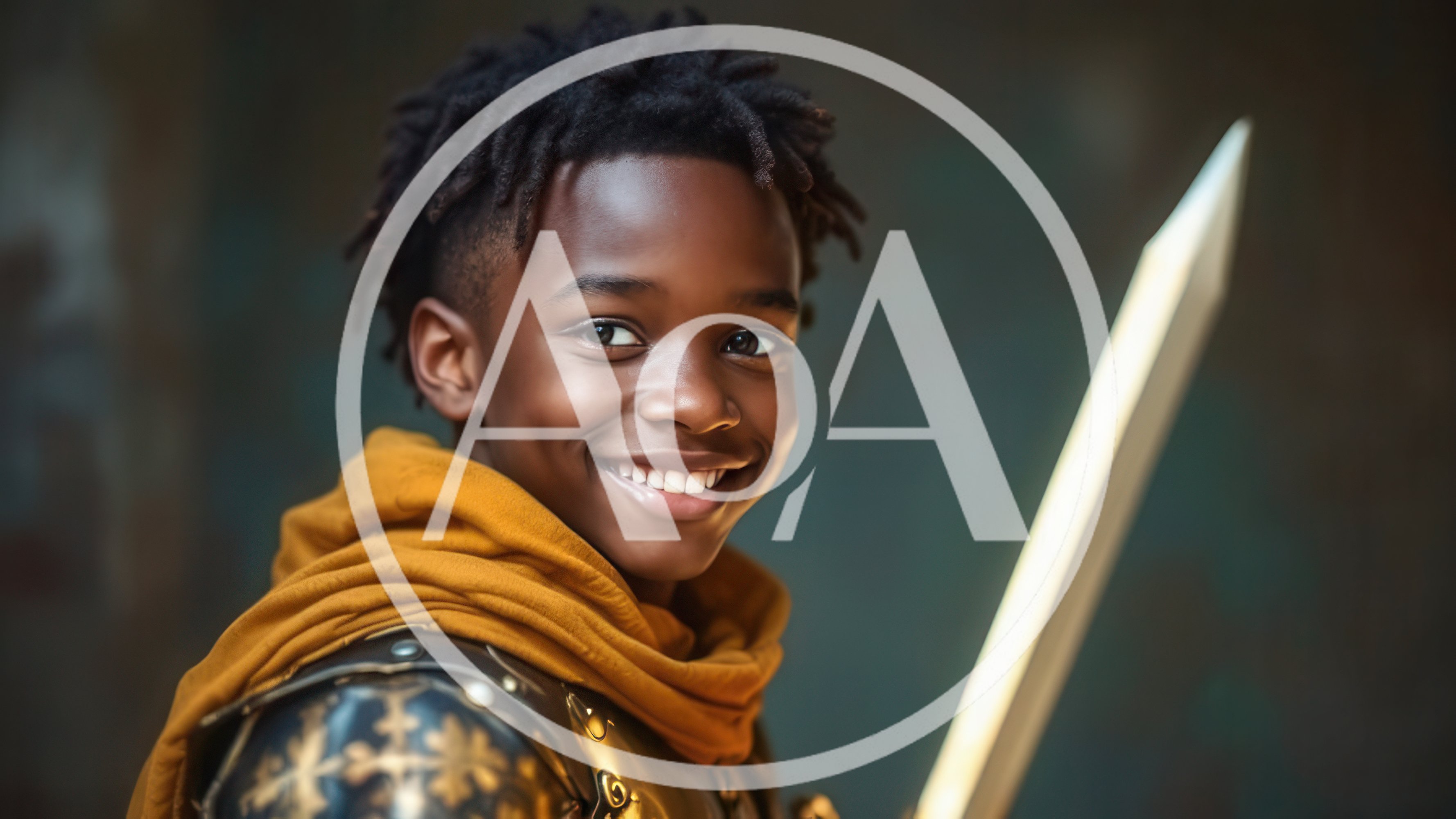 Young African Boy Dressed As A Medieval Knight