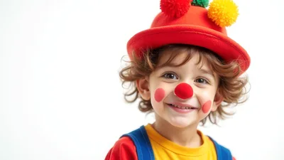 Happy Young Child Dressed As A Cute Clown
