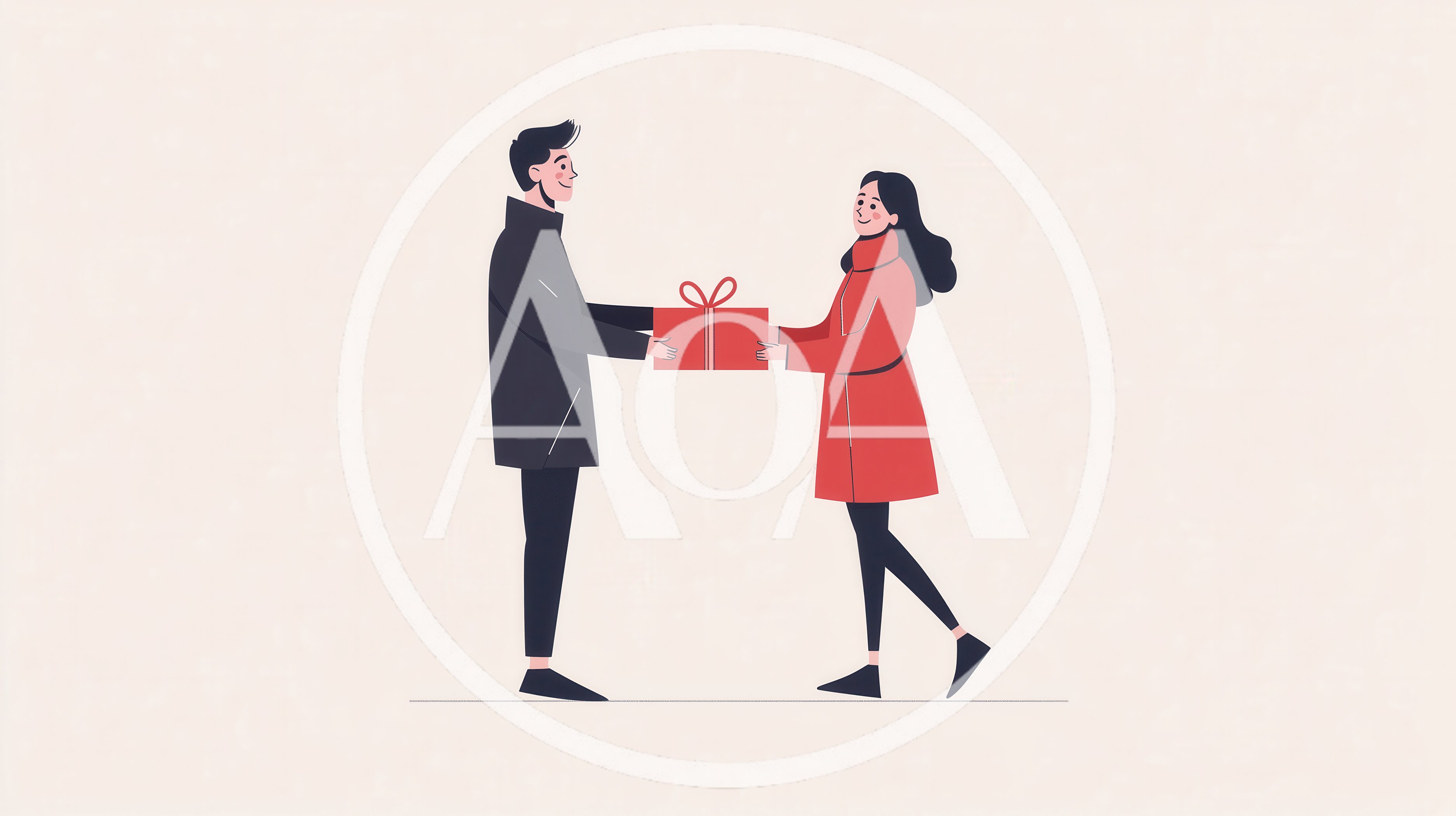 Man Giving A Red Gift Box To A Woman