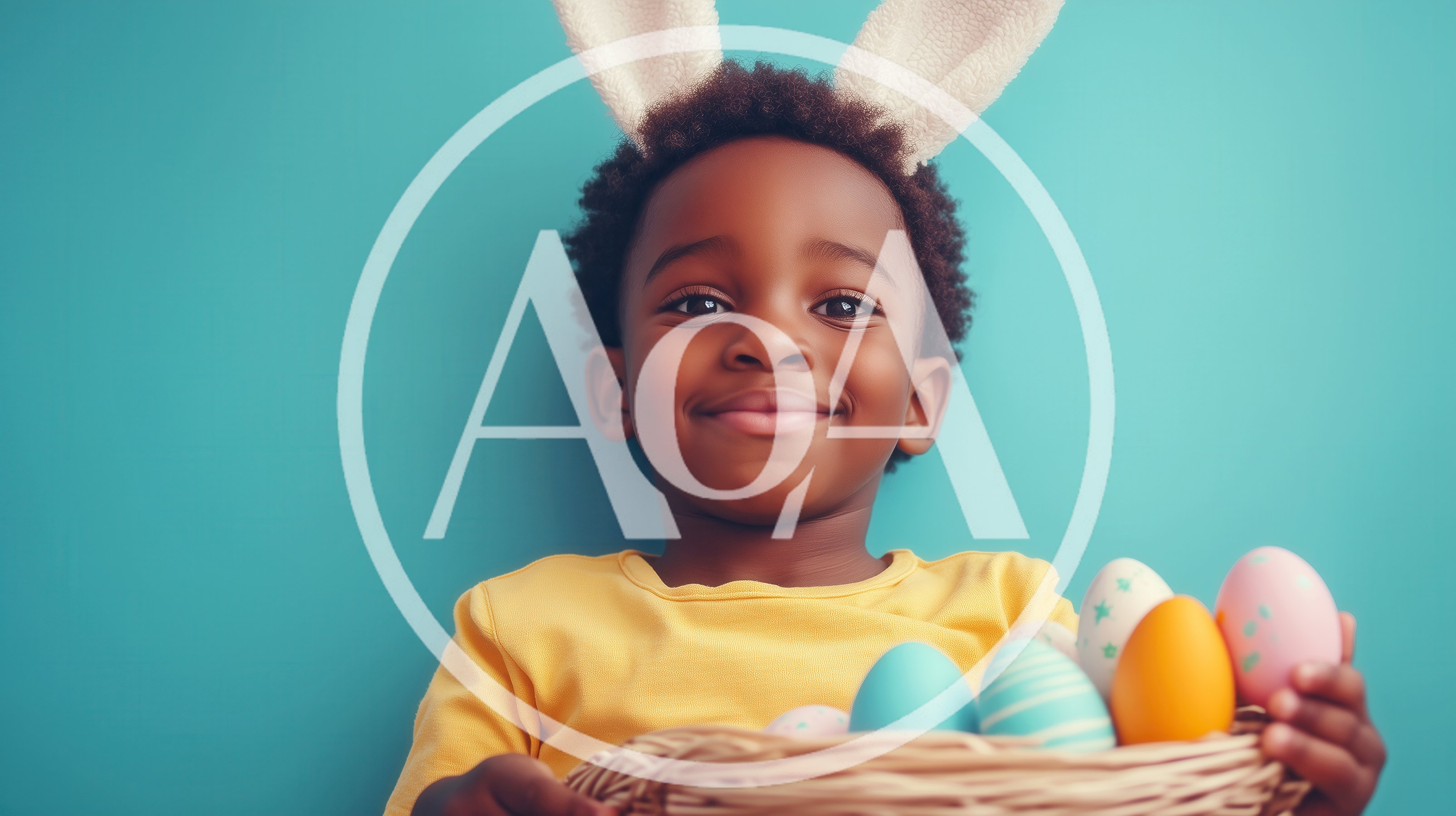 Young African American Child Wearing Bunny Ears Holding Easter Eggs