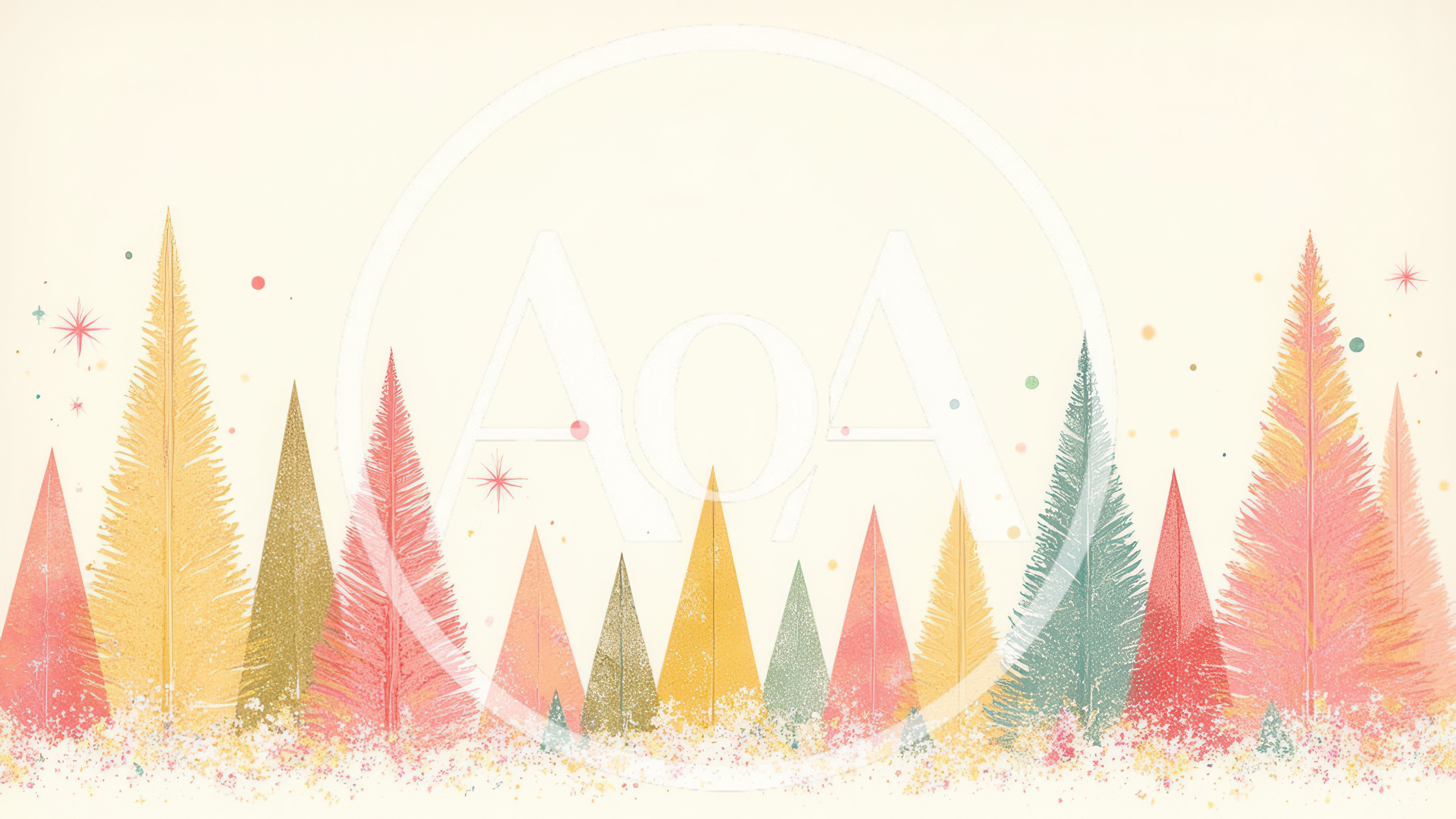 Whimsical Pastel Christmas Tree Forest Illustration