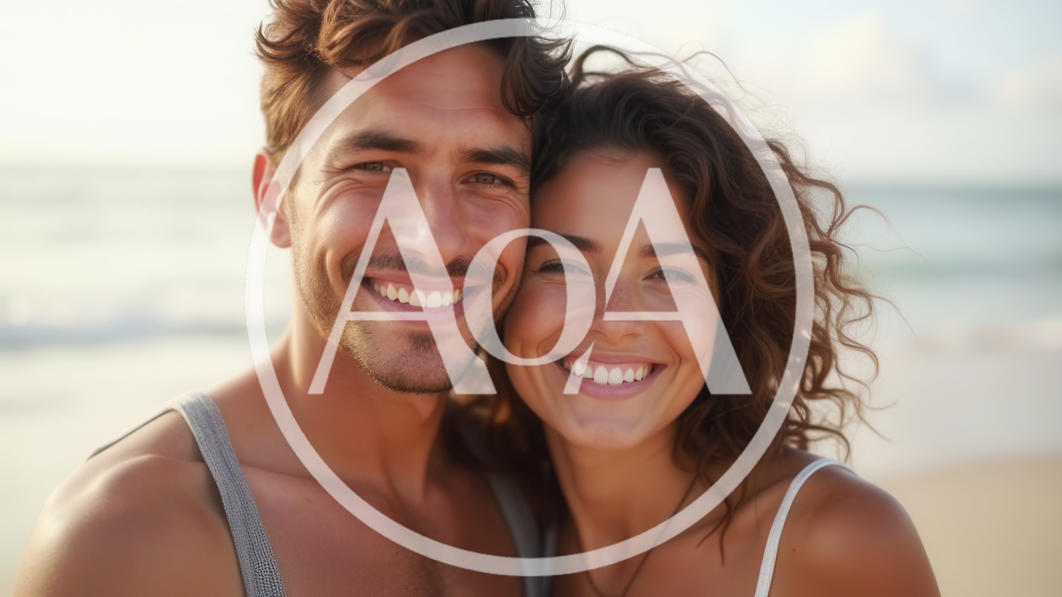 Happy Couple Smiling Together On A Sunny Beach