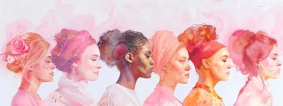 Diverse Women Profiles In Watercolor Artistic Style