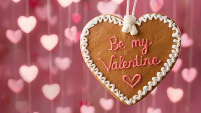 Heart Shaped Gingerbread Cookie With Valentine Message