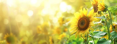 Bright Sunflowers Blooming In A Golden Field