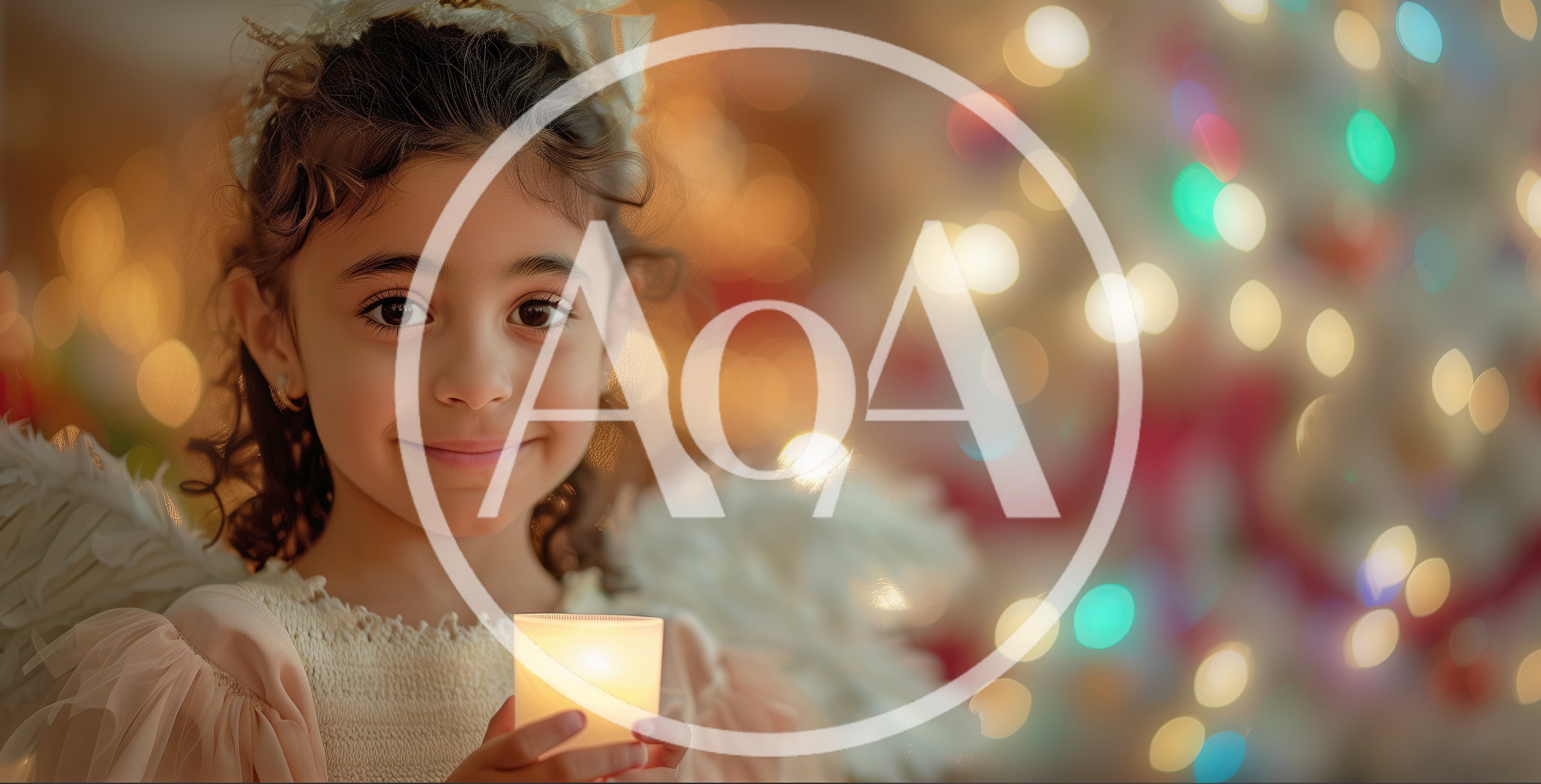 Young Girl Dressed As An Angel Holding A Candle