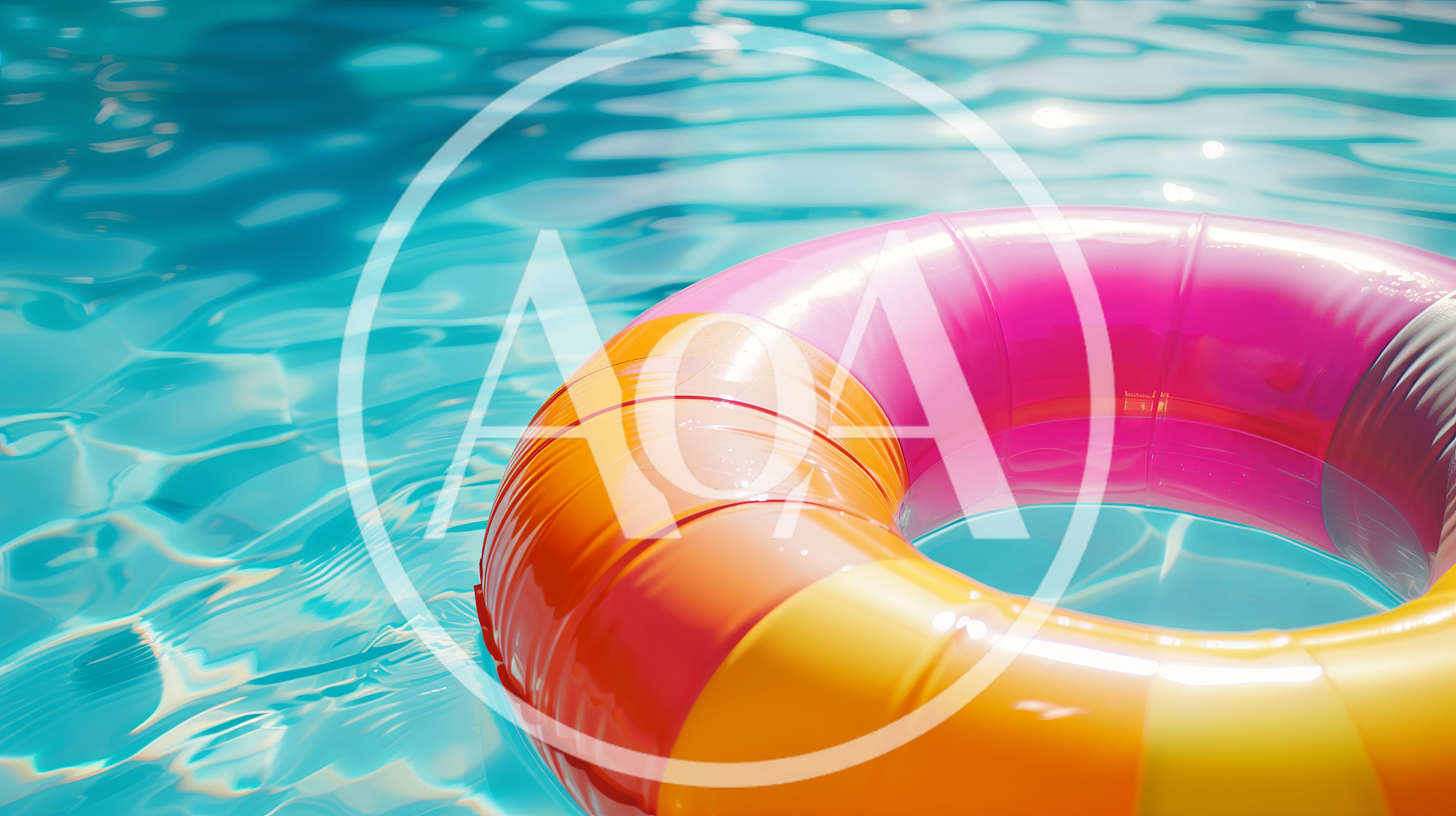 Colorful Inflatable Pool Float Floating On Water
