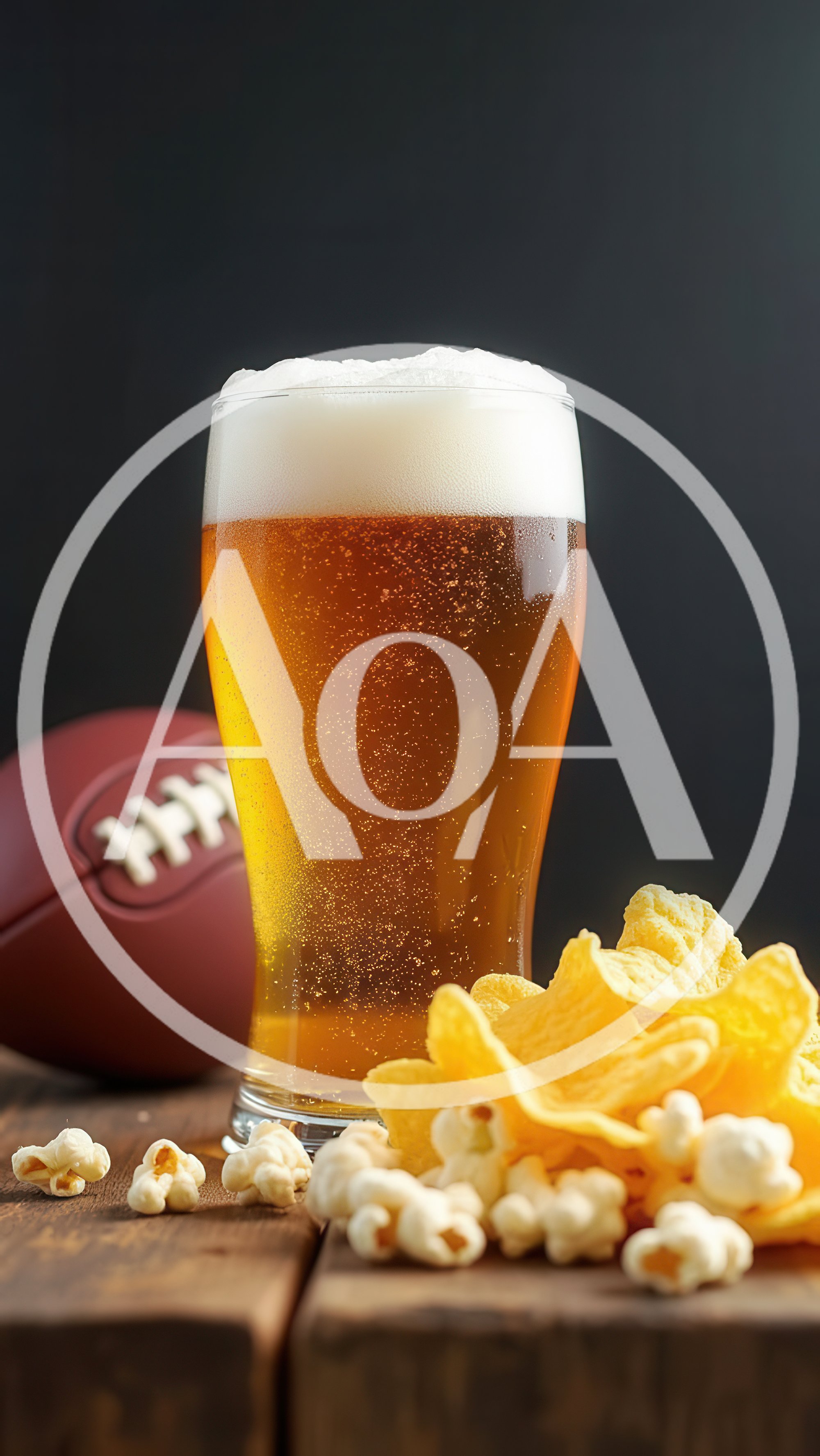 Glass Of Beer With Football And Snacks