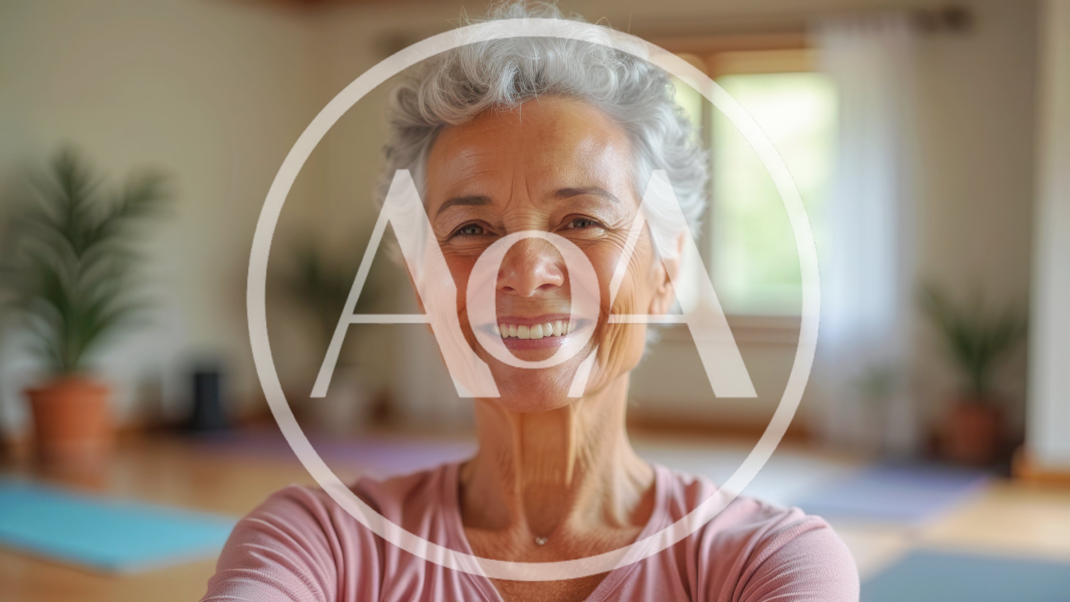 Smiling Senior Woman In Yoga Studio