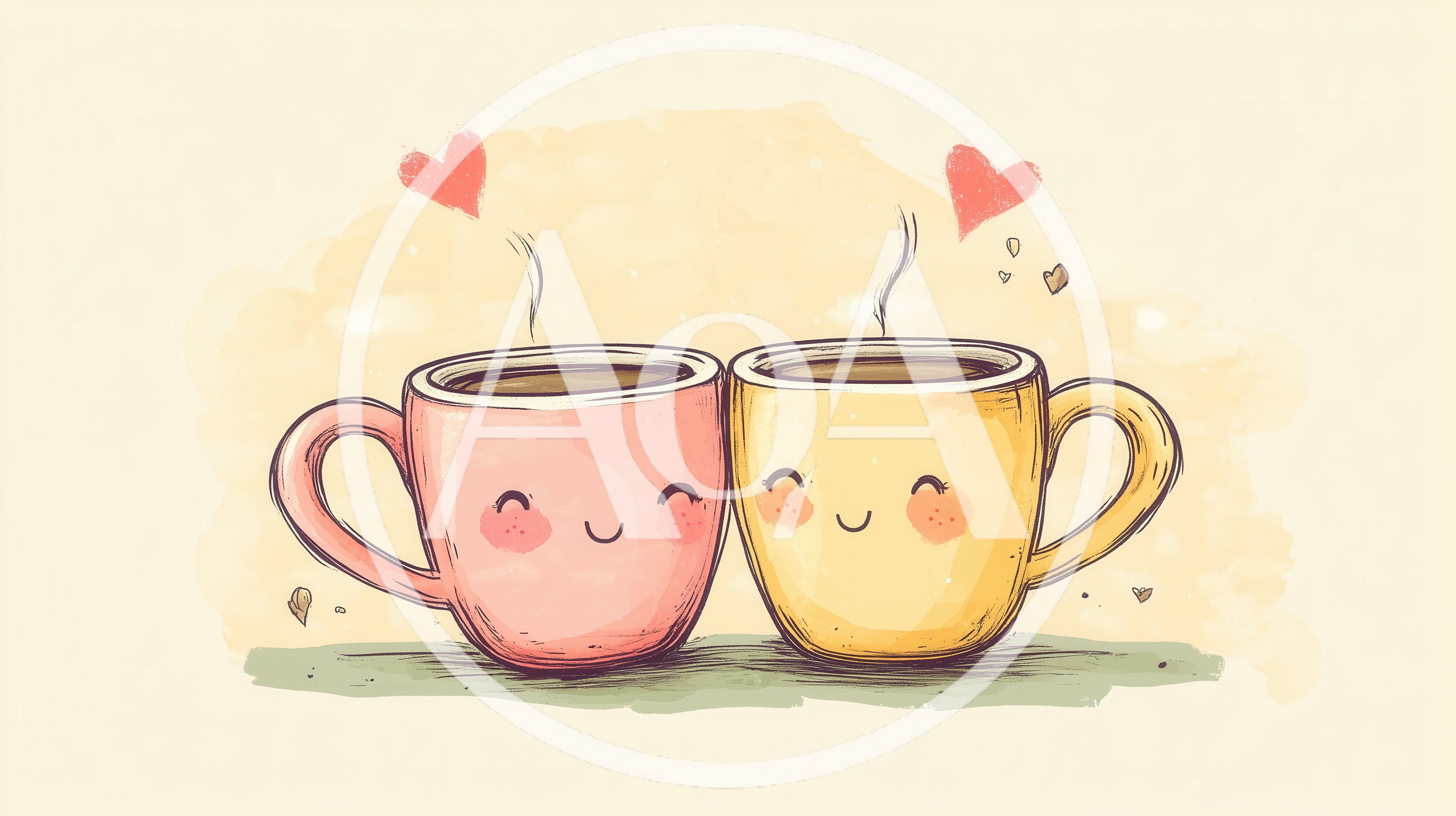 Cute Cartoon Coffee Mugs With Hearts