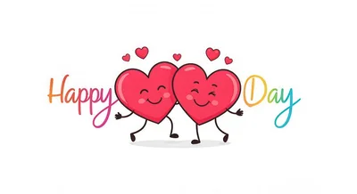 Two Cartoon Hearts Dancing Together For Valentines Day
