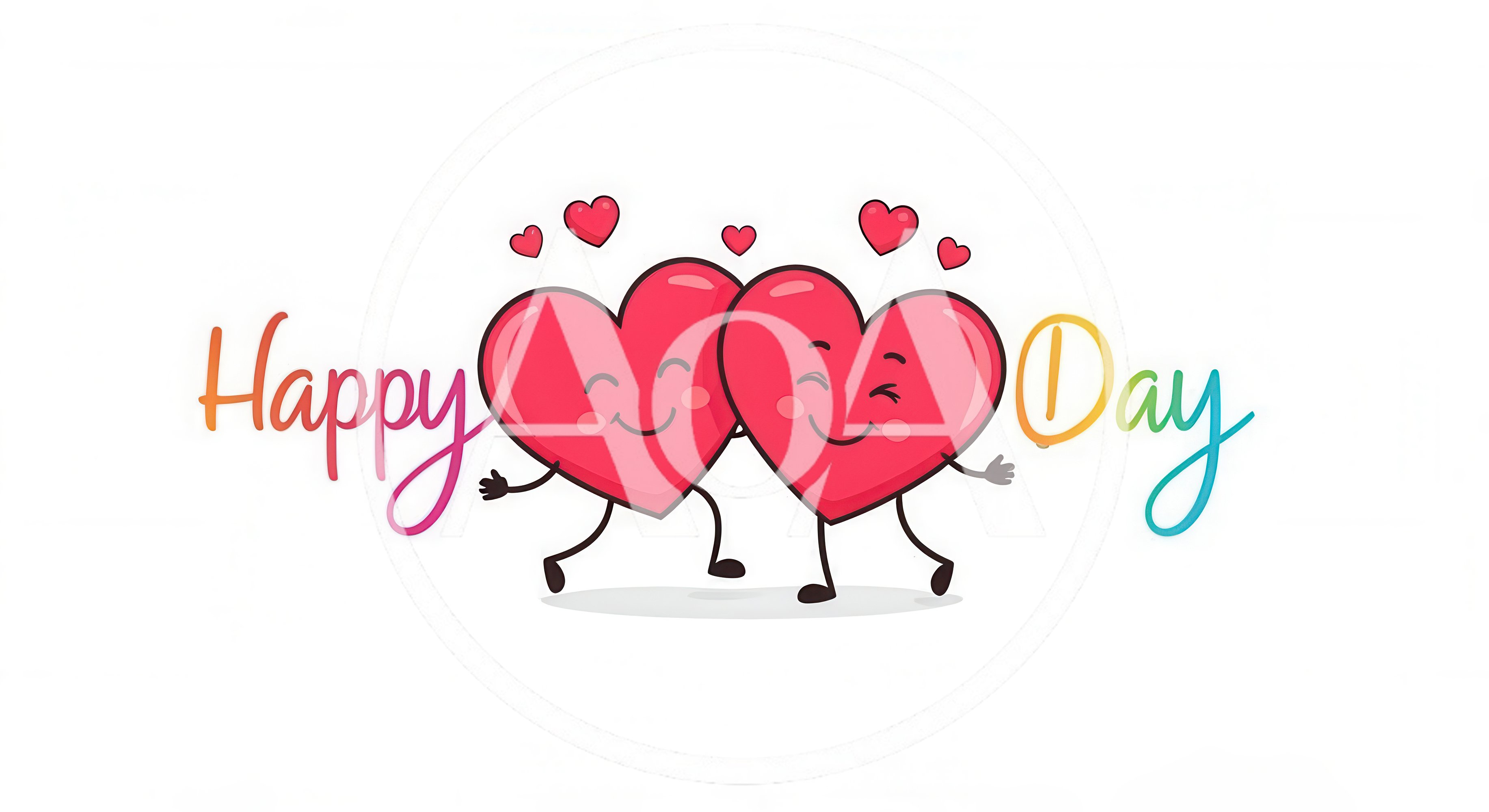 Two Cartoon Hearts Dancing Together For Valentines Day
