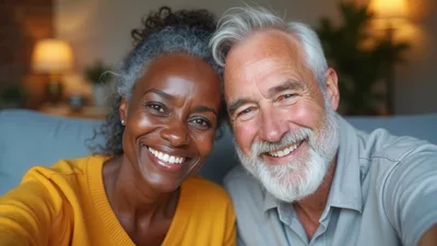 Happy Senior Couple Taking A Selfie Together