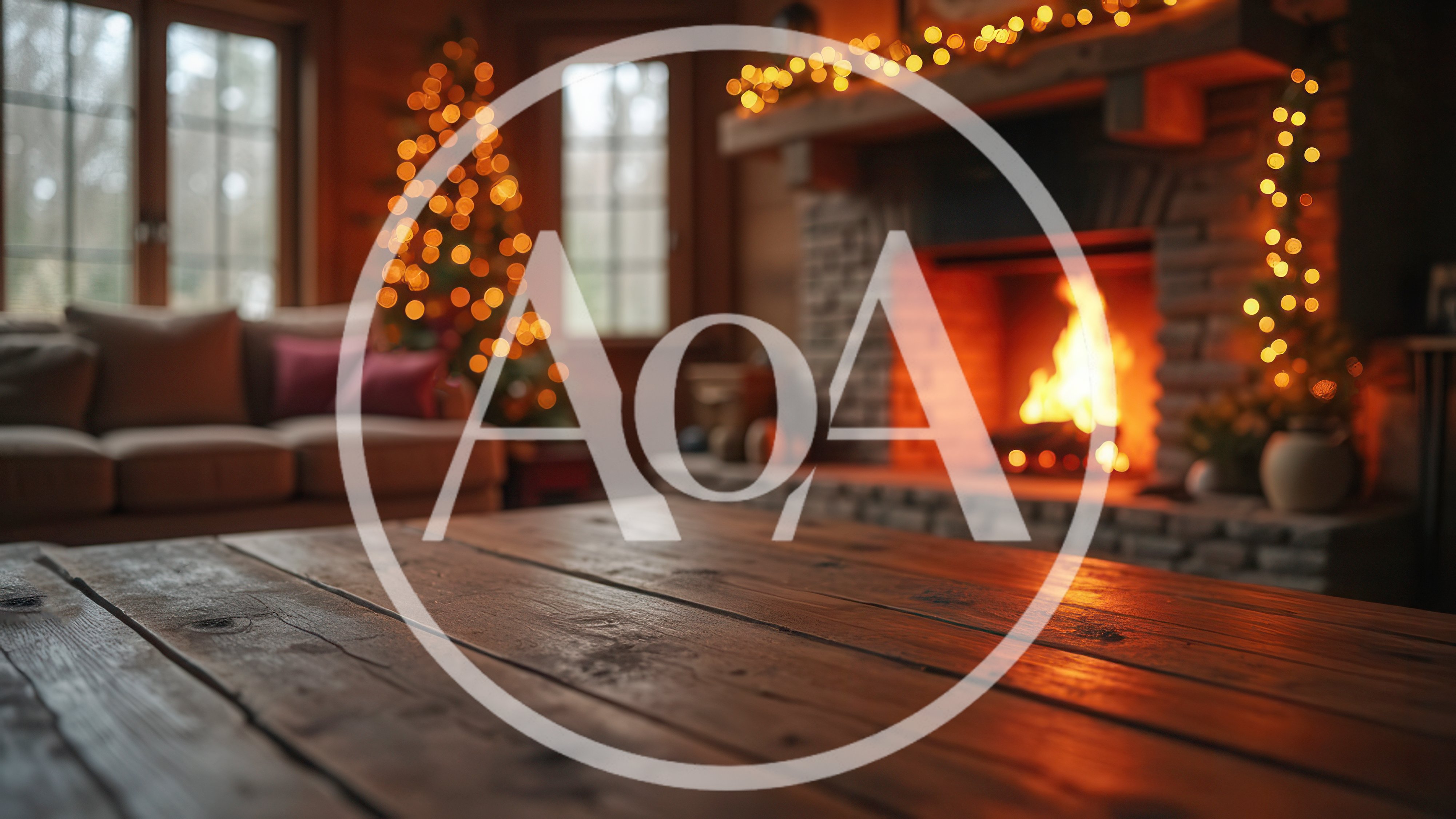 Cozy Living Room With Christmas Tree And Fireplace
