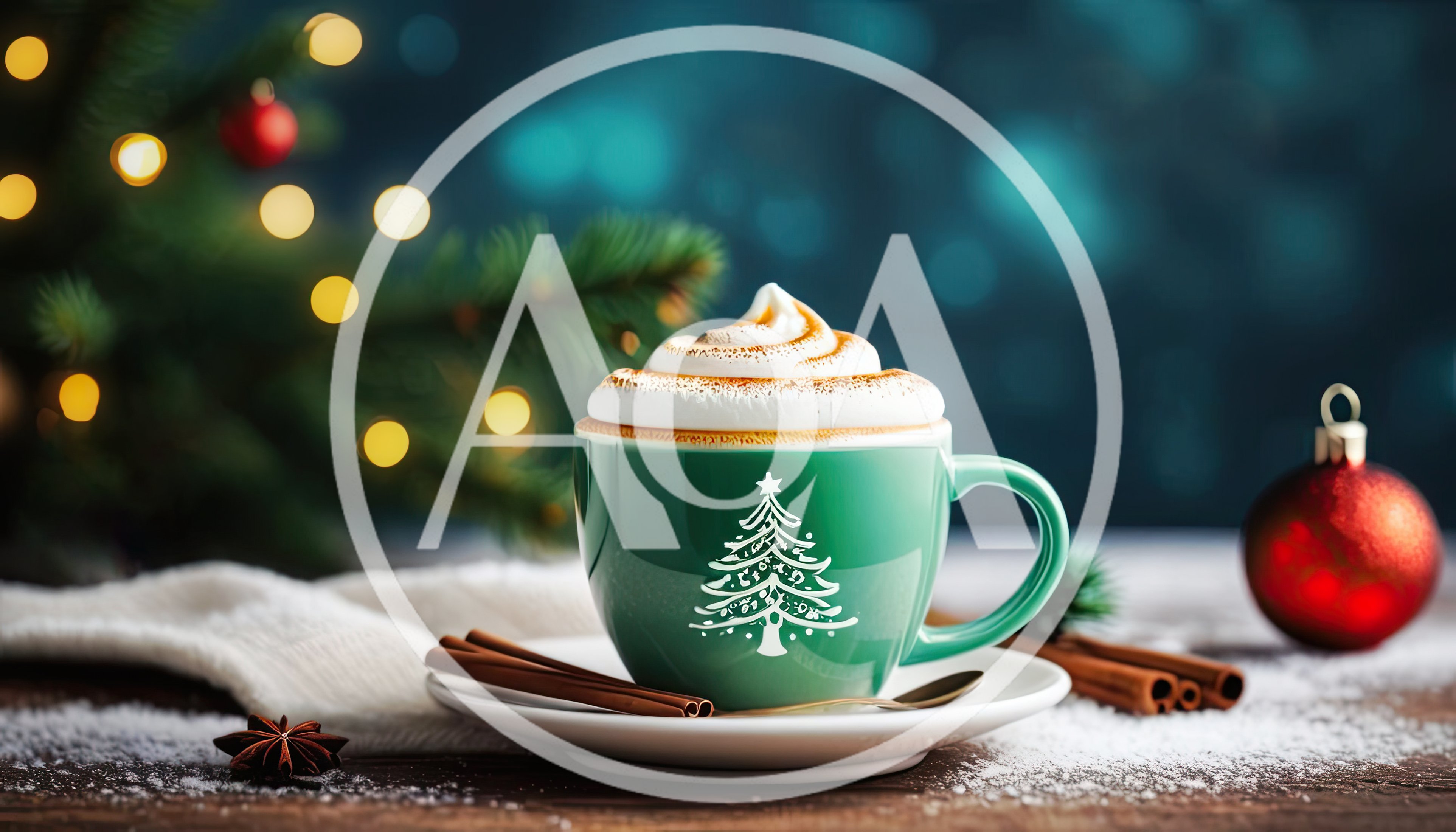 Christmas Coffee Cup With Whipped Cream And Cinnamon