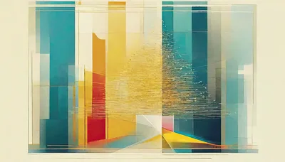 Abstract Geometric Composition With Golden Light Rays