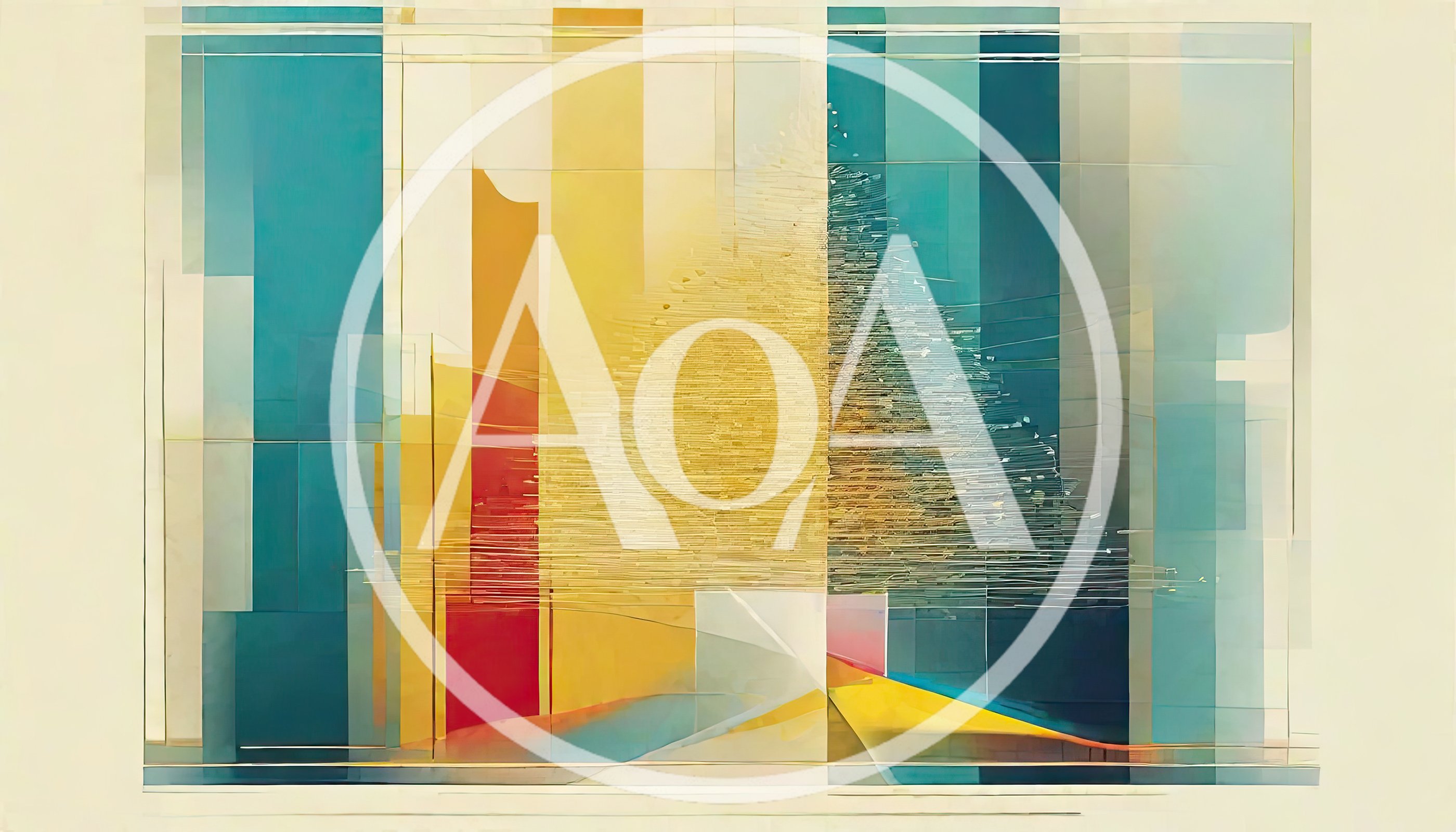 Abstract Geometric Composition With Golden Light Rays