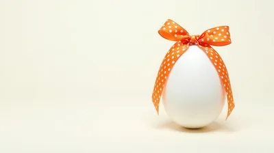 White Easter Egg With Orange Polka Dot Ribbon