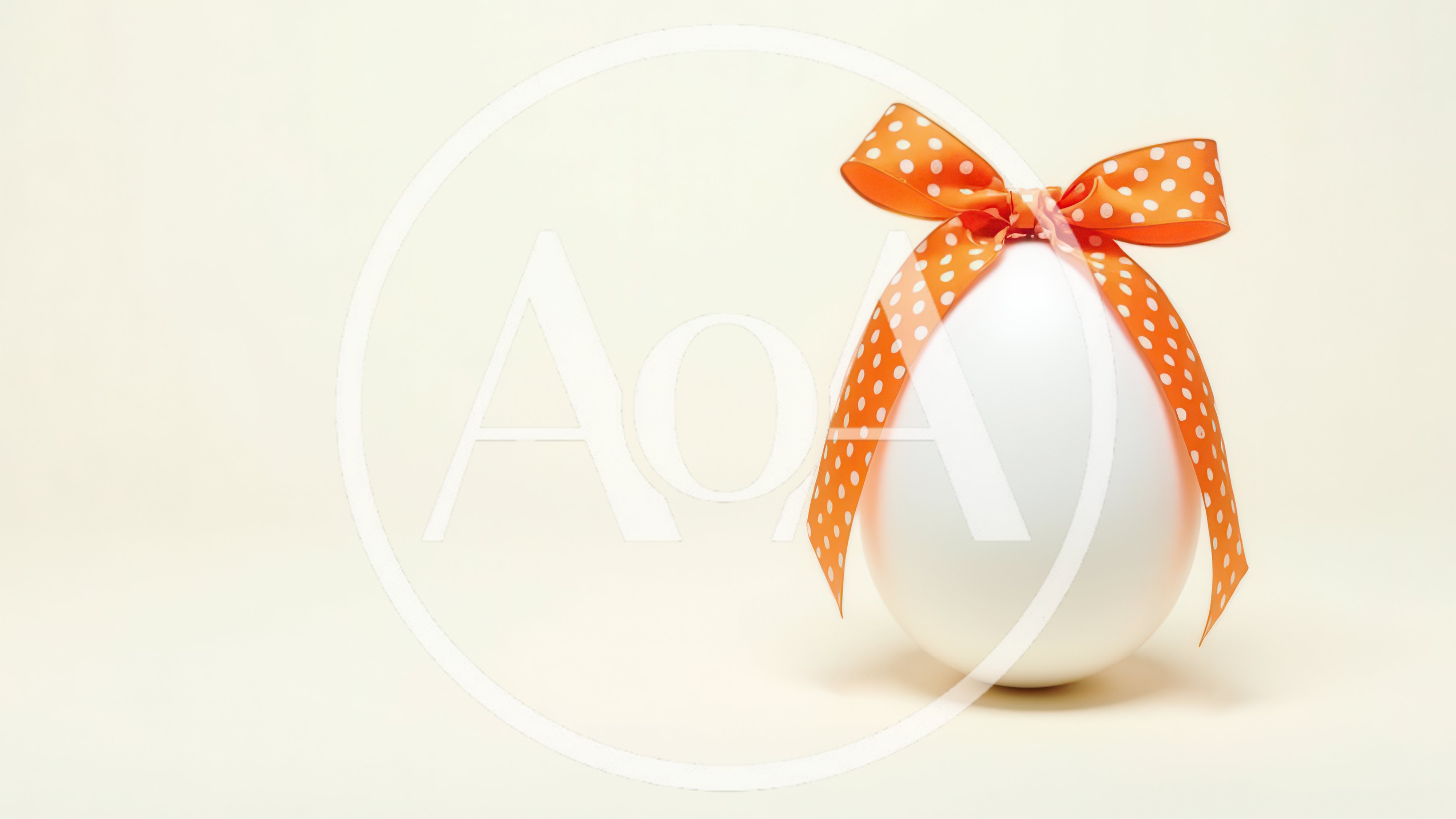 White Easter Egg With Orange Polka Dot Ribbon