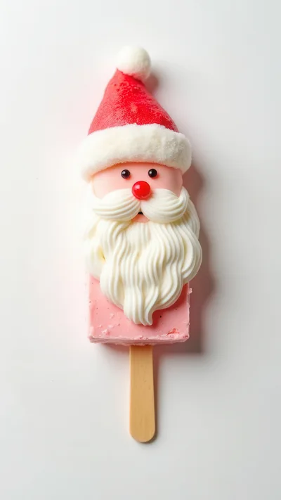 Santa Claus Shaped Ice Cream Bar On Stick