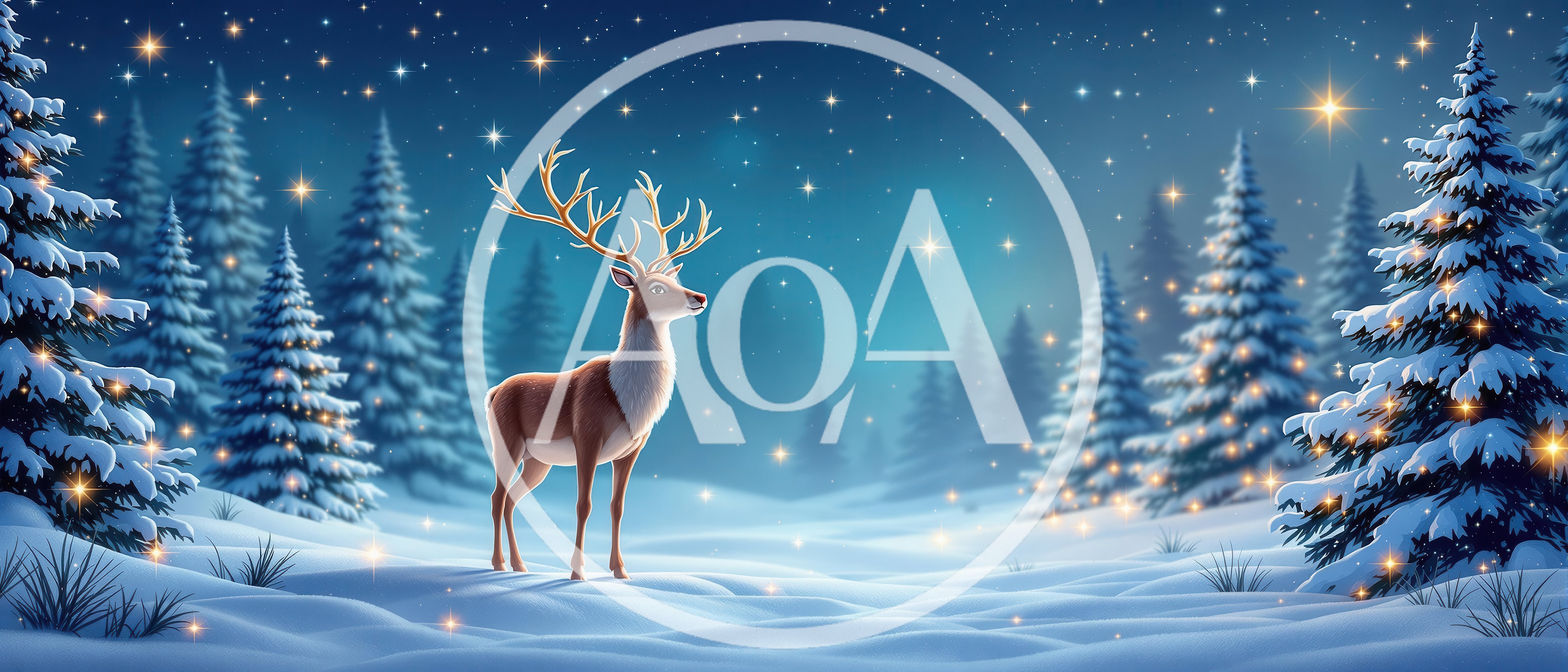Majestic Reindeer Standing in a Snowy Winter Forest
