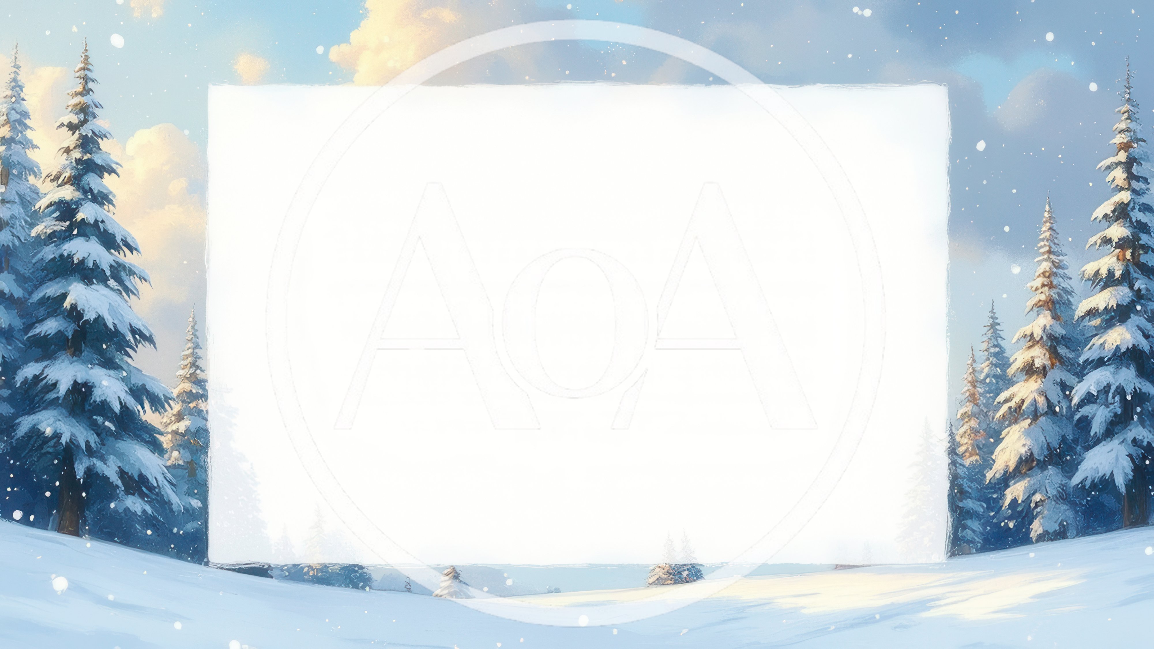 Winter Landscape With Snowy Pine Trees And Blank Frame