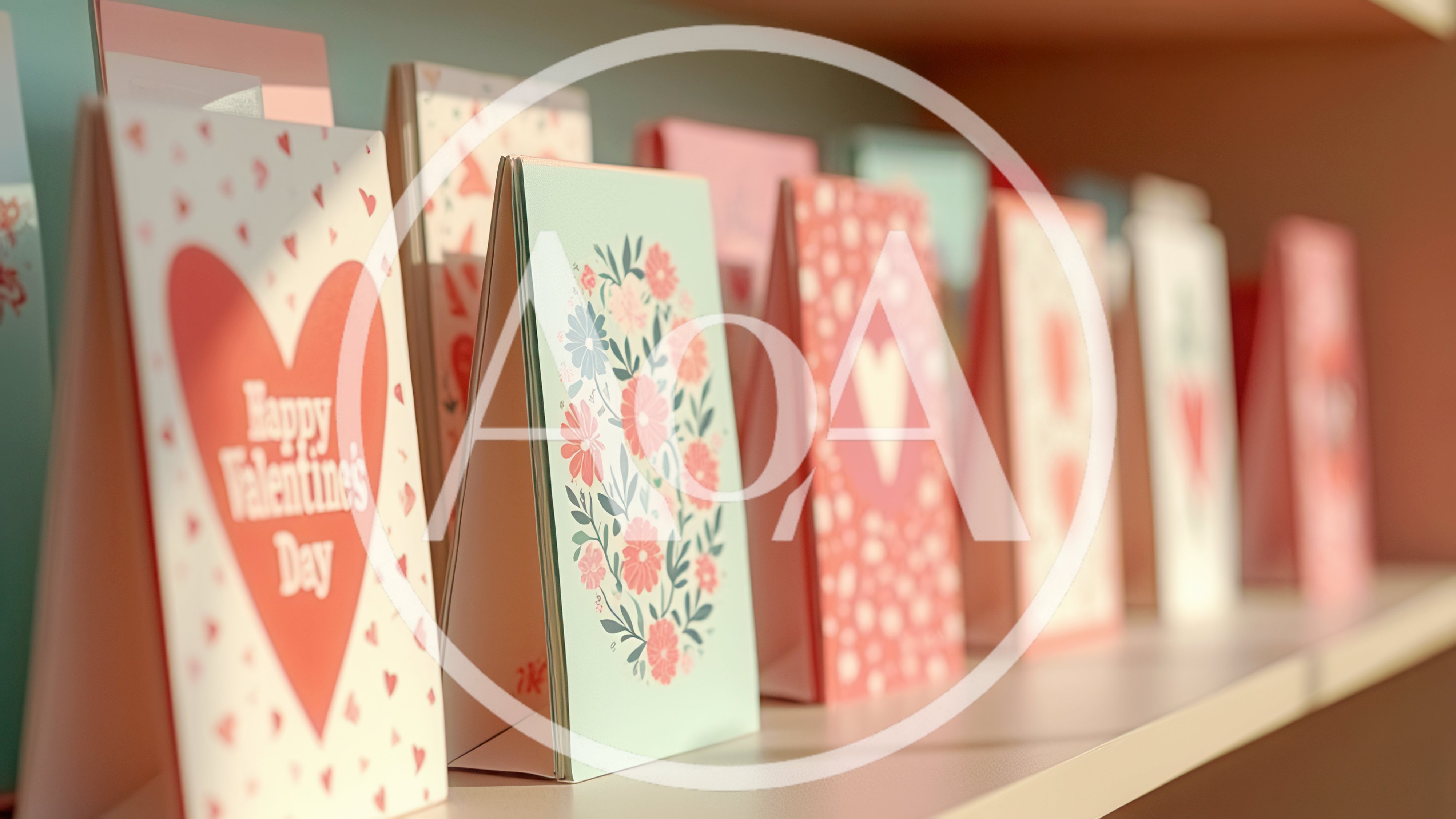 Valentine's Day Greeting Cards Displayed on Store Shelf