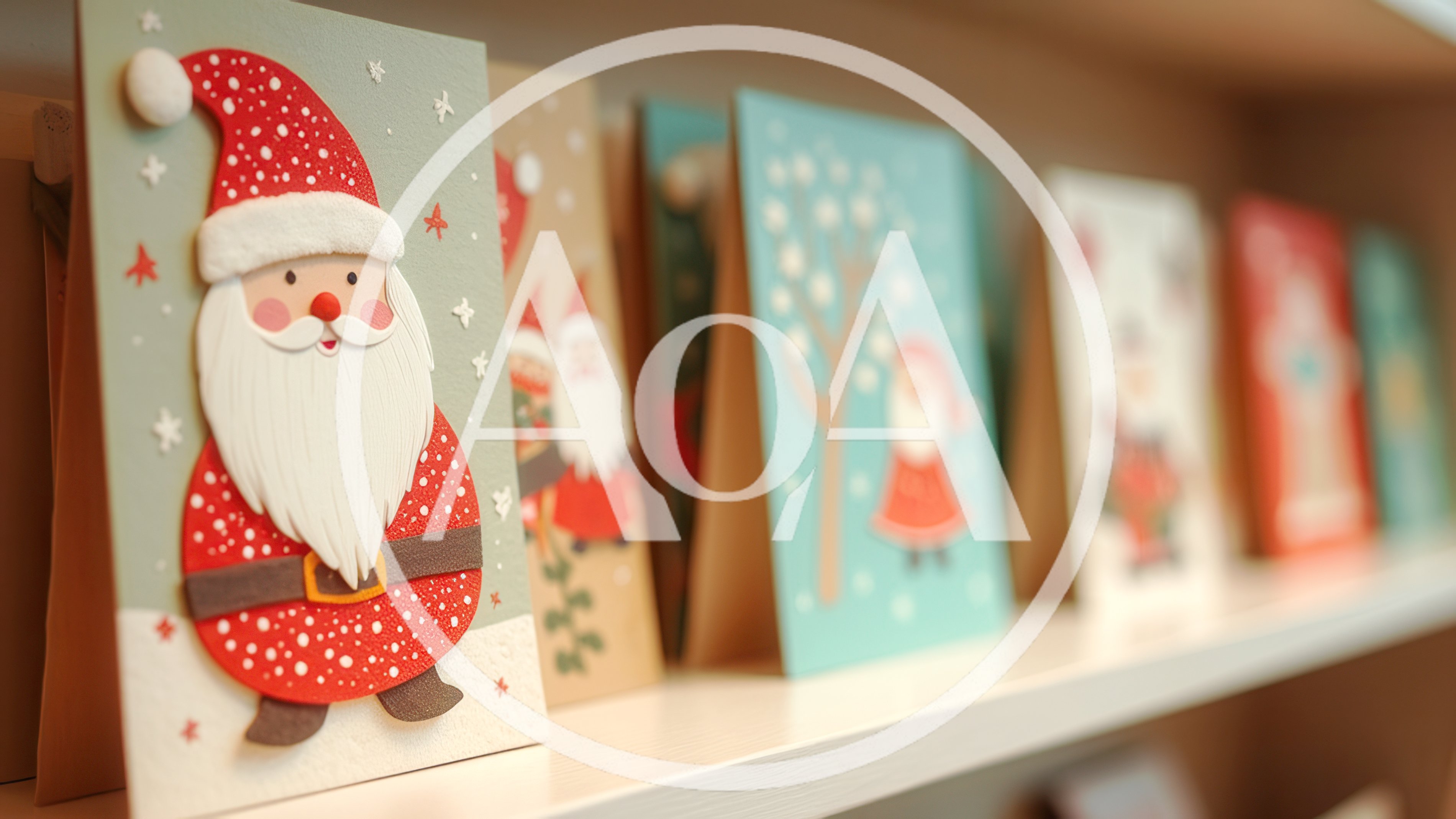 Christmas Greeting Cards Displayed On A Shelf