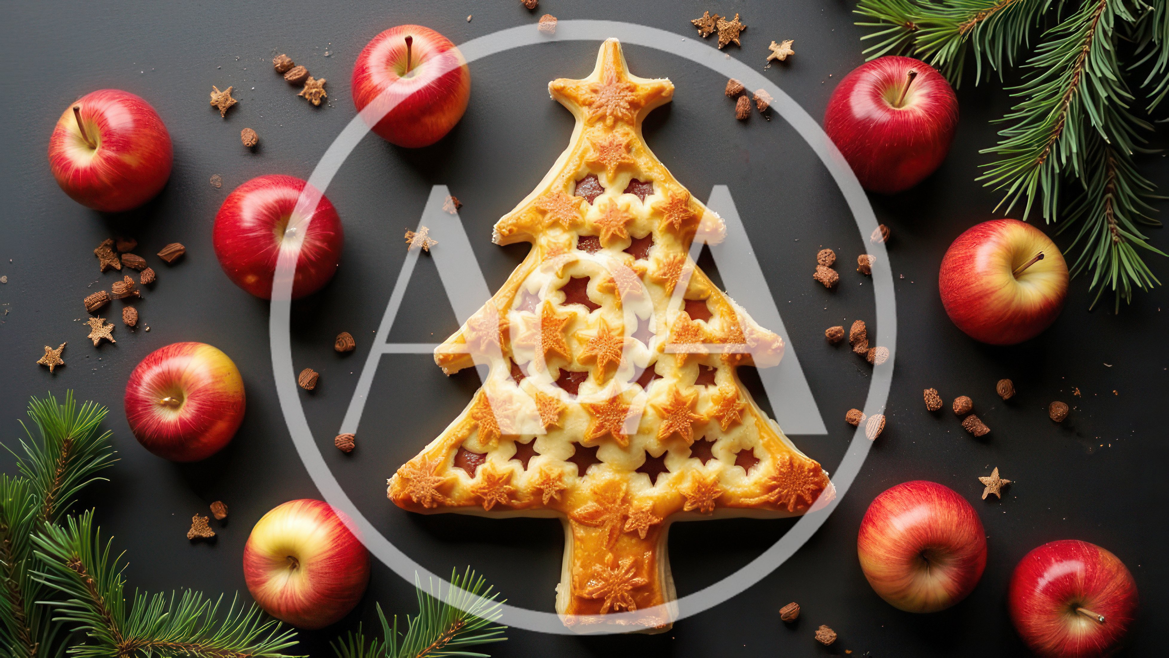 Christmas Tree Shaped Apple Pie With Fresh Fruit