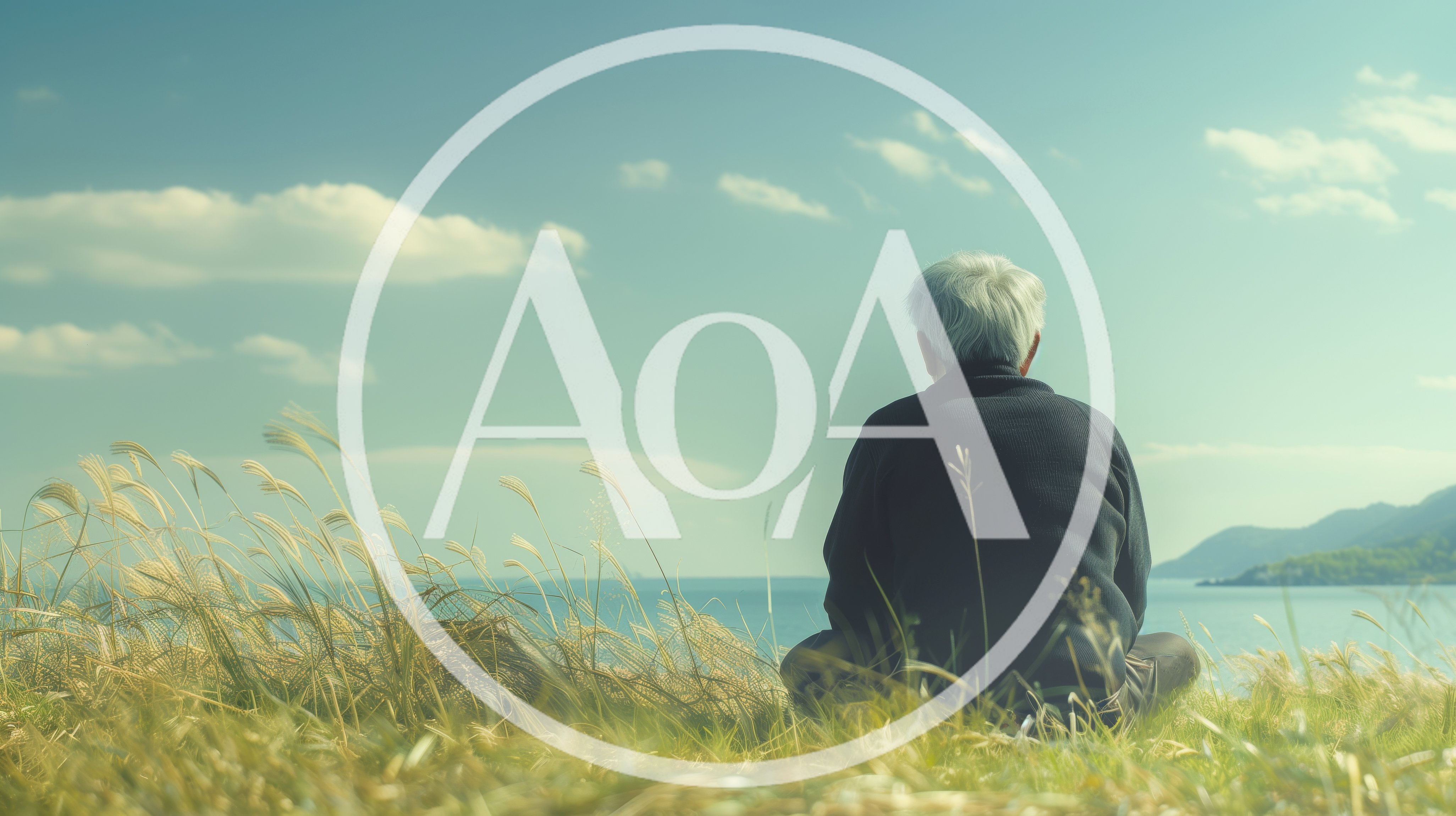 Elderly Person Sitting Alone In A Grassy Field