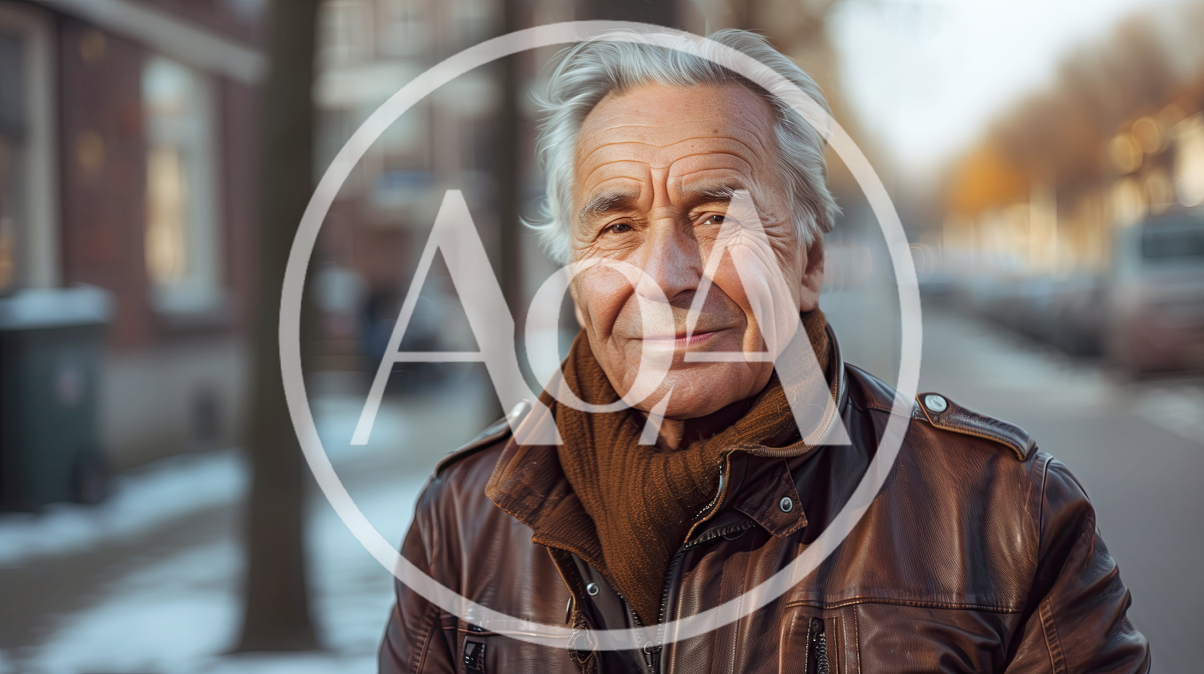 Portrait Of An Elderly Man In A Leather Jacket