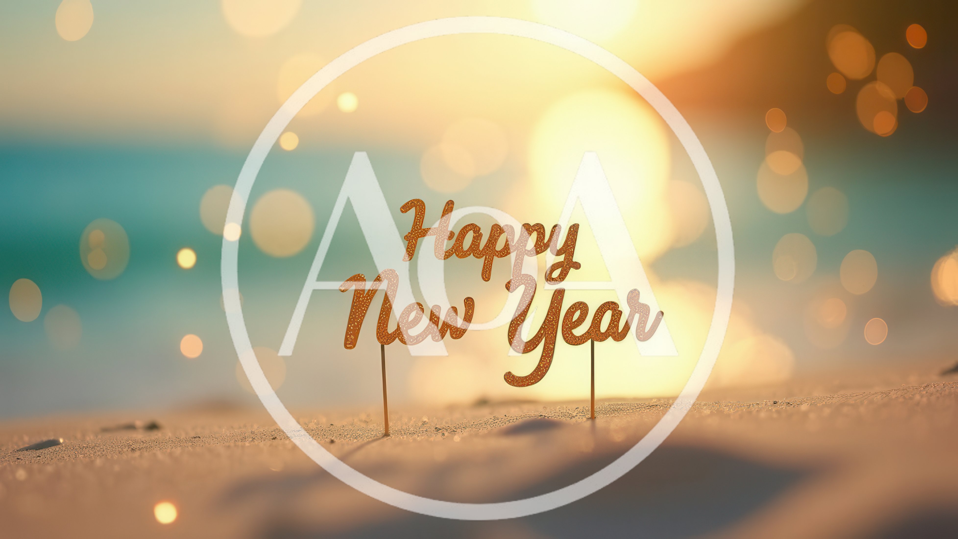 Happy New Year Sign on Tropical Beach