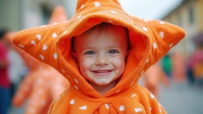 Happy Toddler Wearing A Starfish Costume
