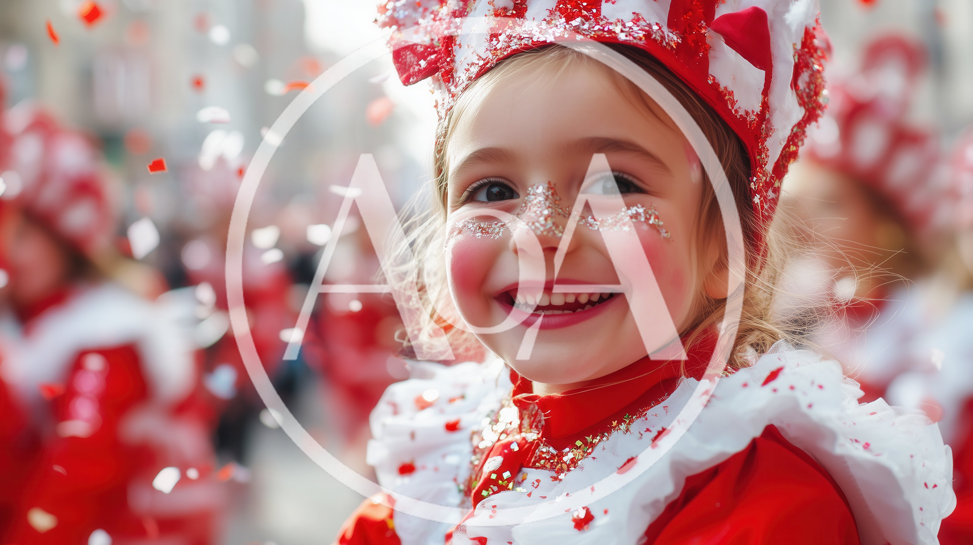 Happy Young Girl Celebrating at a Carnival Parade