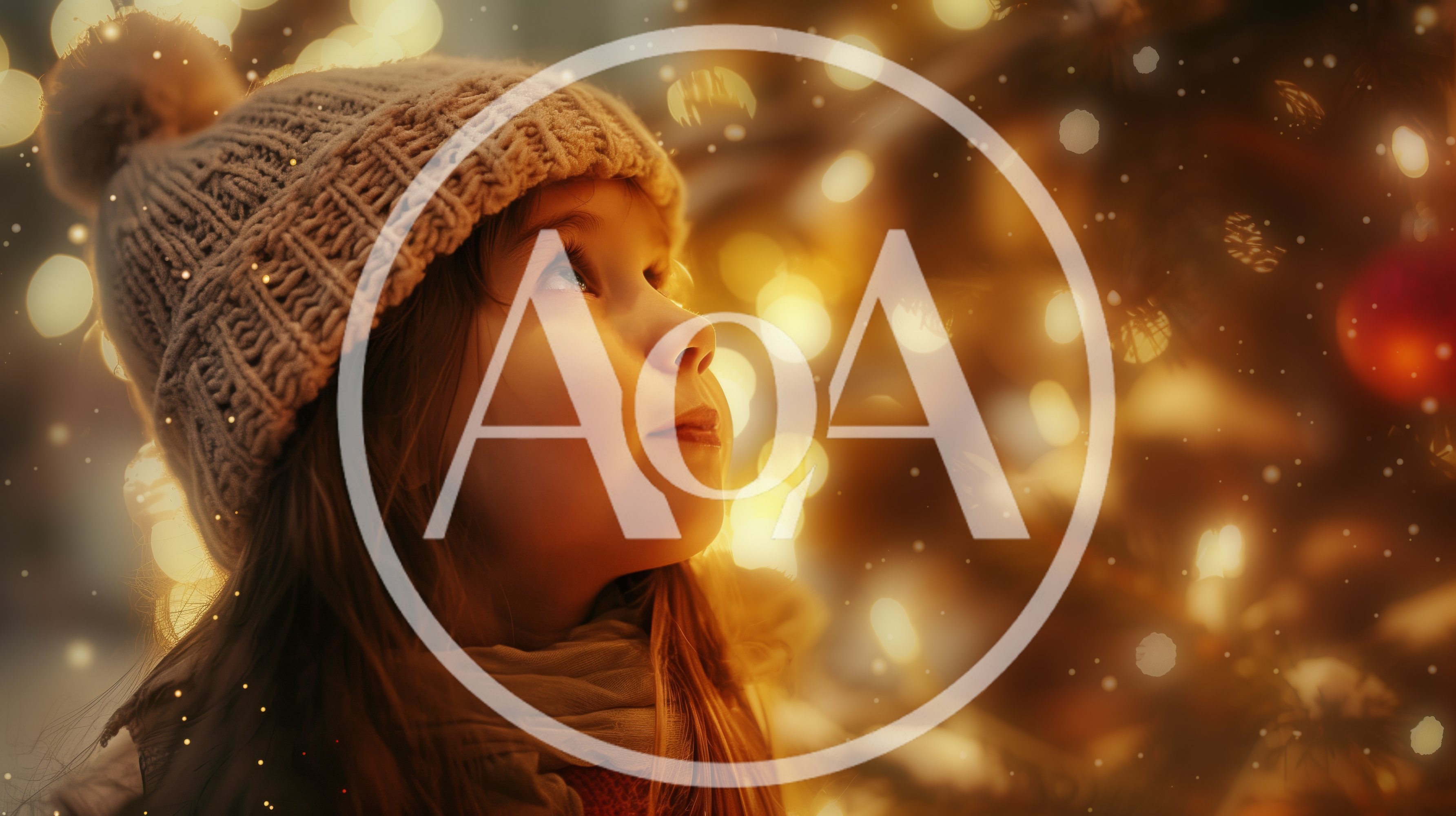 Young Girl Gazing At Christmas Tree Lights