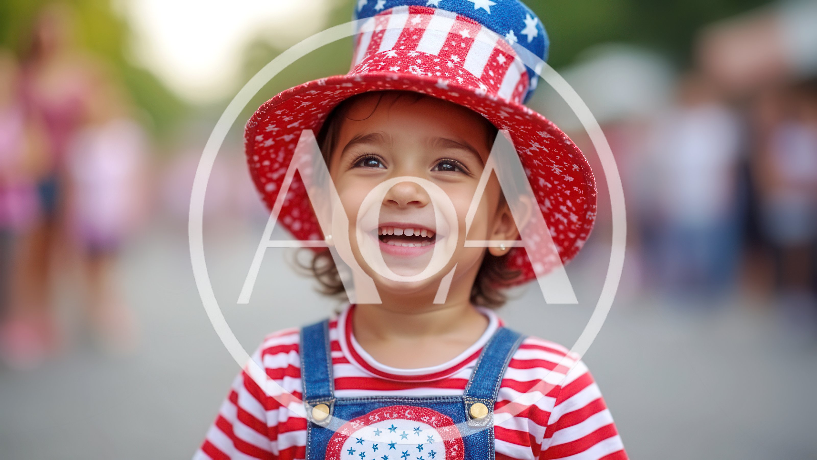 Happy Toddler Wearing Patriotic American Flag Hat