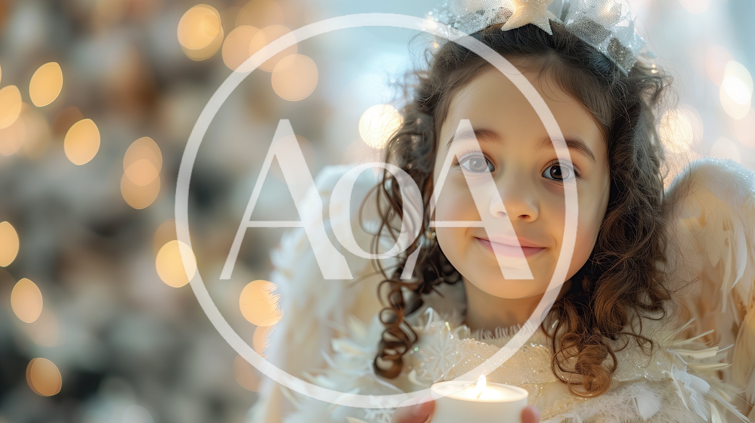 Little Girl Dressed As An Angel Holding A Candle
