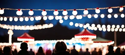 Crowd Enjoying Evening Carnival Lights