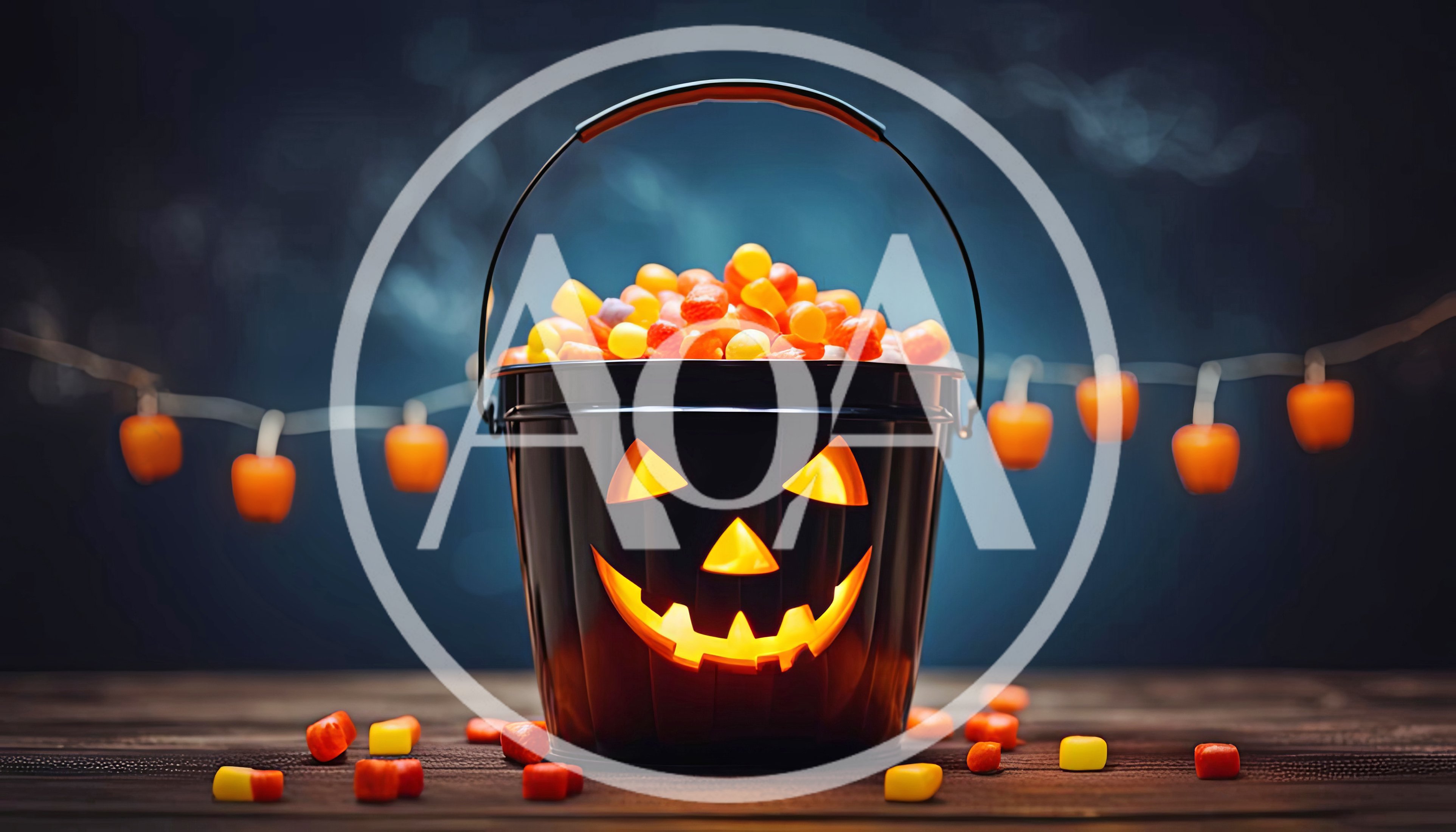 Jack-O-Lantern Candy Bucket Filled With Candy Corn